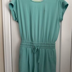 BCBG Maxazaria Teal Short Sleeve Jumpsuit